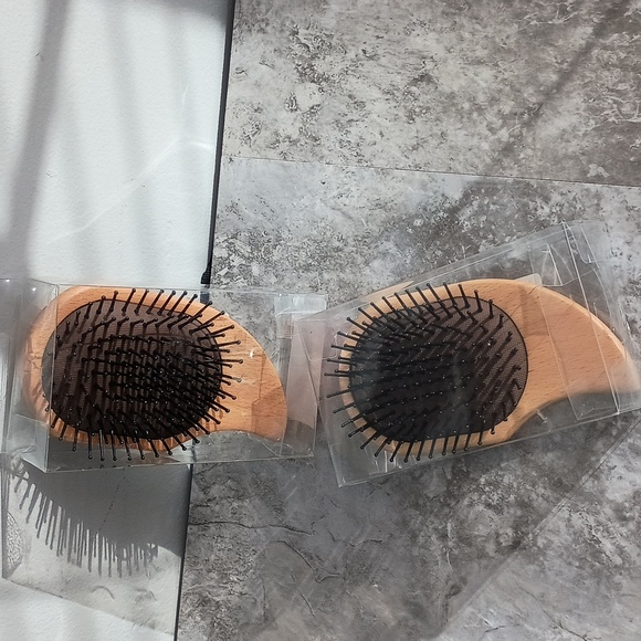 2pc Natural Guasha Wooden Bamboo Hair Brush for Circulation Scalp Health - Picture 3 of 5